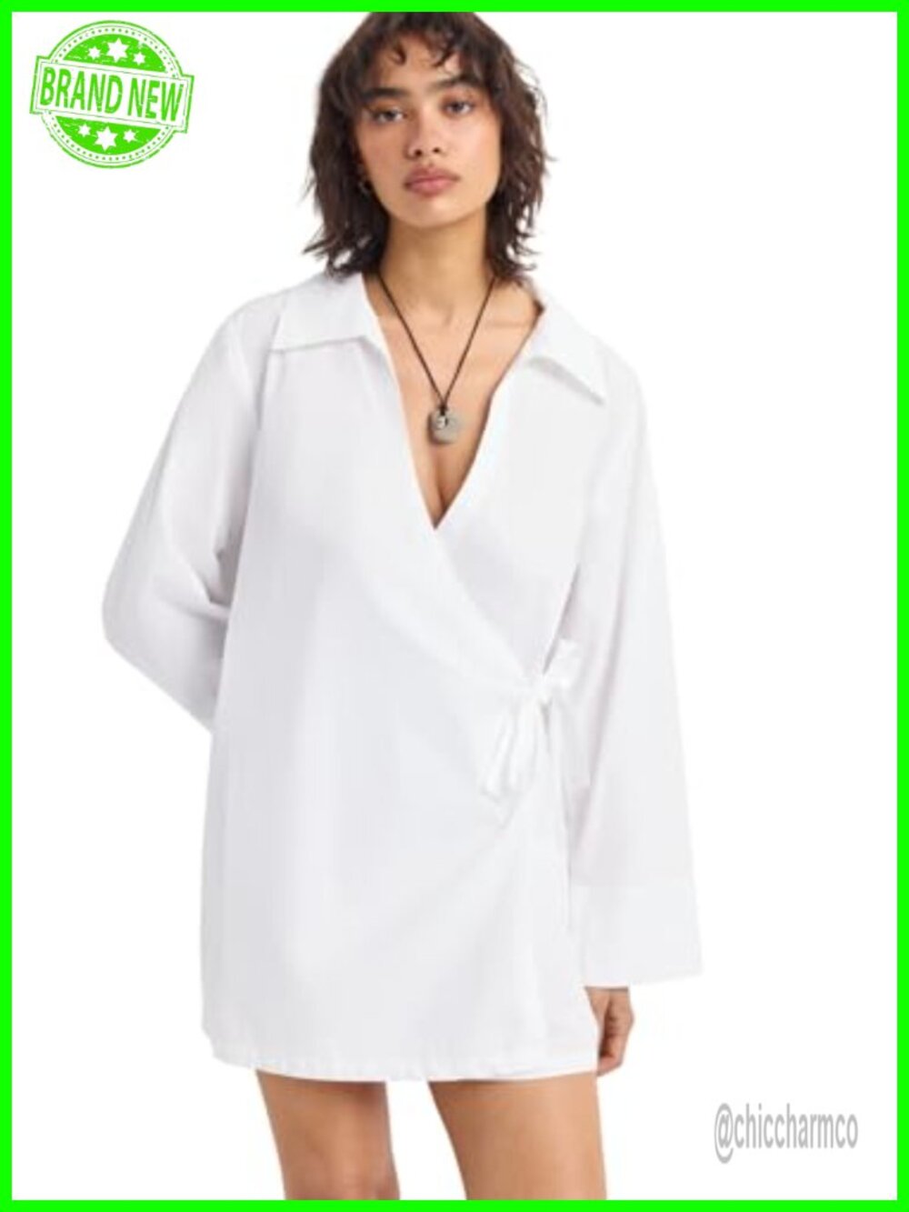Cotton Poplin Elodi Wrap Dress Swimsuit Cover Up Mini